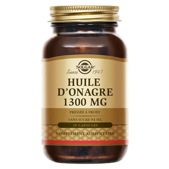 Huile d'onagre 1300mg Solgar - pot de 30 capsules