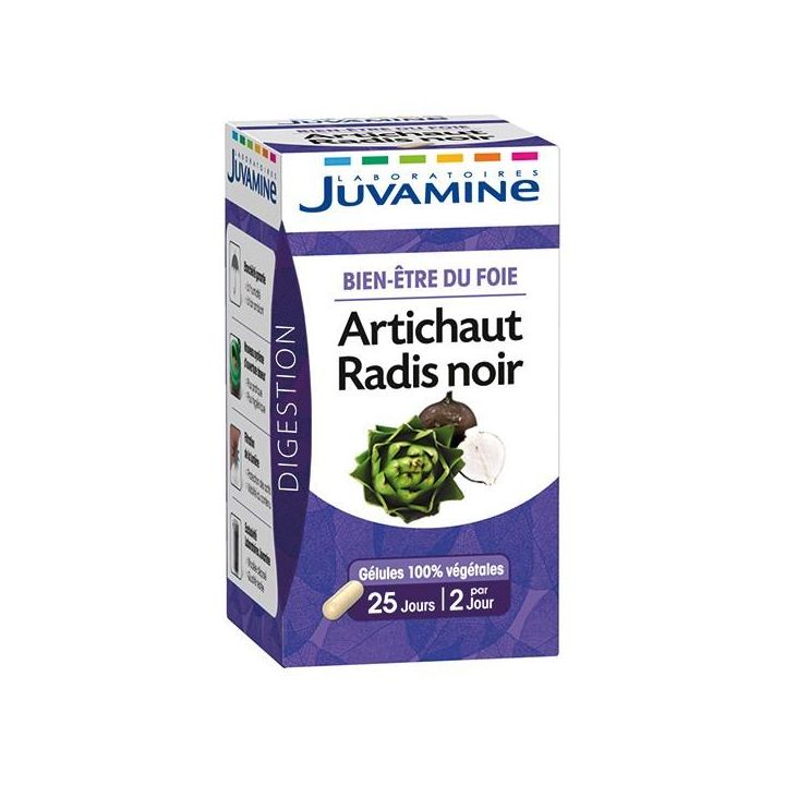 Artichaut Radis Noir Bien-être du foie Juvamine - boîte de 50 gélules