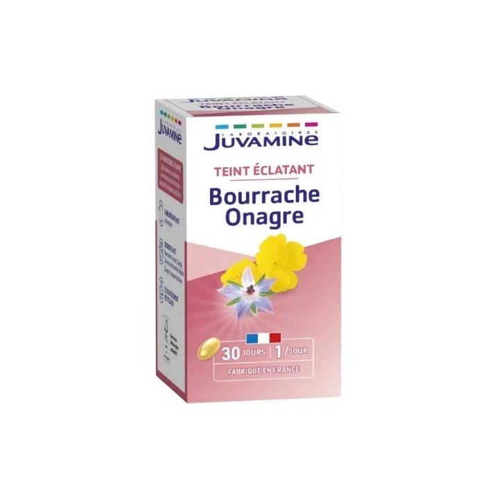 Bourrache Onagre Teint Éclatant Juvamine - boîte de 30 capsules