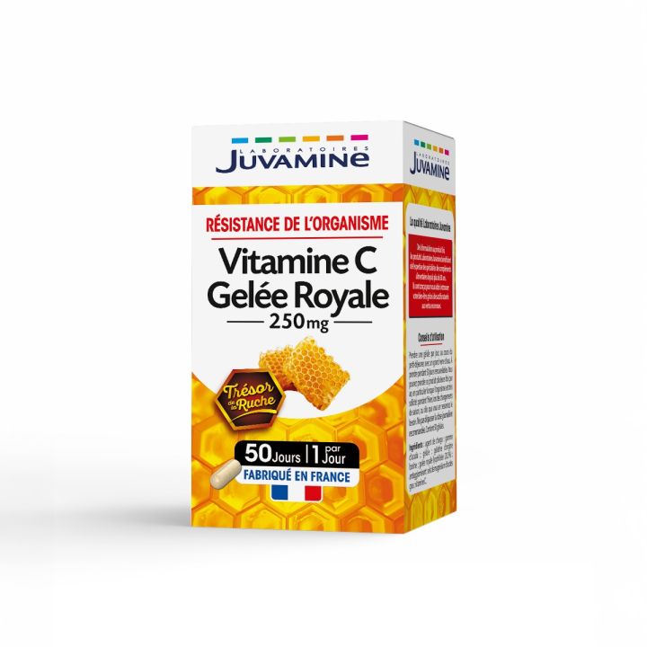 Vitamine C Gelée Royale 250mg Résistance de l'organisme Juvamine - boîte de 50 gélules