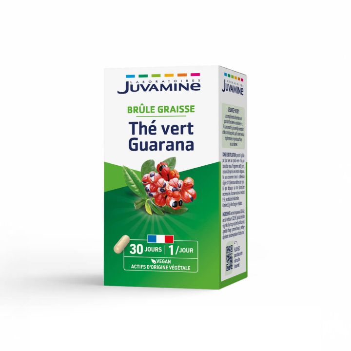 Thé Vert Guarana Brûle Graisse Juvamine - boîte de 30 gélules