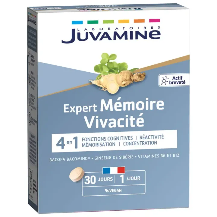 Expert mémoire vivacité Juvamine - boîte de 30 comprimés
