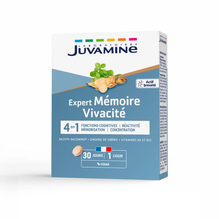 Expert mémoire vivacité Juvamine - boîte de 30 comprimés