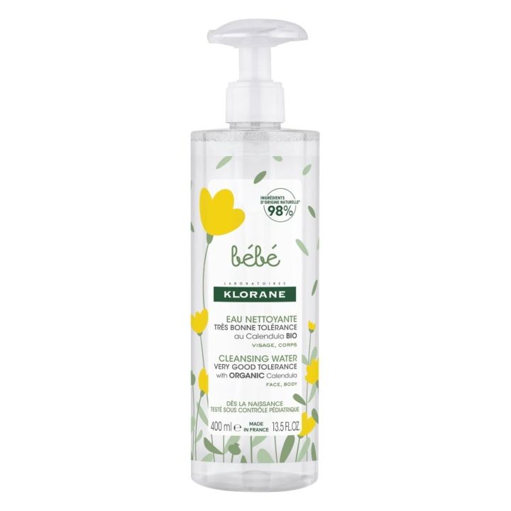 Eau nettoyante sans rinçage Klorane Bébé - flacon-pompe de 500ml