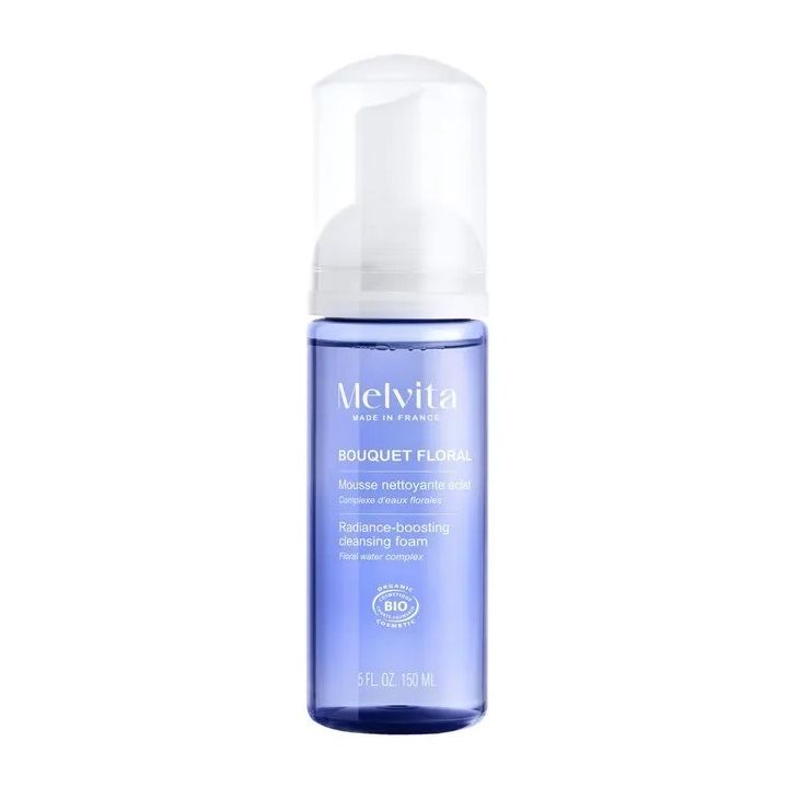 Bouquet floral mousse nettoyante éclat bio Melvita - flacon pompe de 150ml