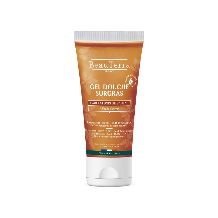 Gel douche Surgras Bois de santal BeauTerra - tube de 200 ml