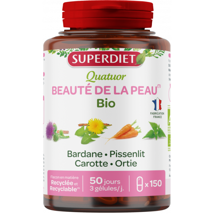 Quatuor beauté de la peau bio Super Diet - boite de 150 gélules