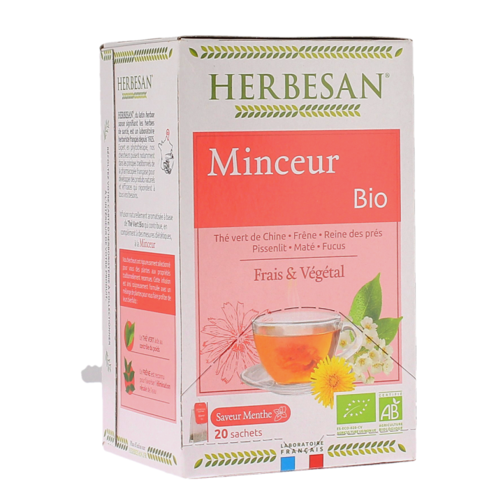 Infusion Minceur bio à la menthe Herbesan - boite de 20 sachets