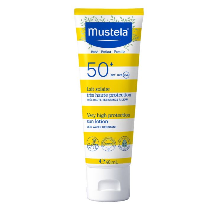 Lait solaire très haute protection bébé-enfant-famille SPF50+ Mustela - tube de 40 ml
