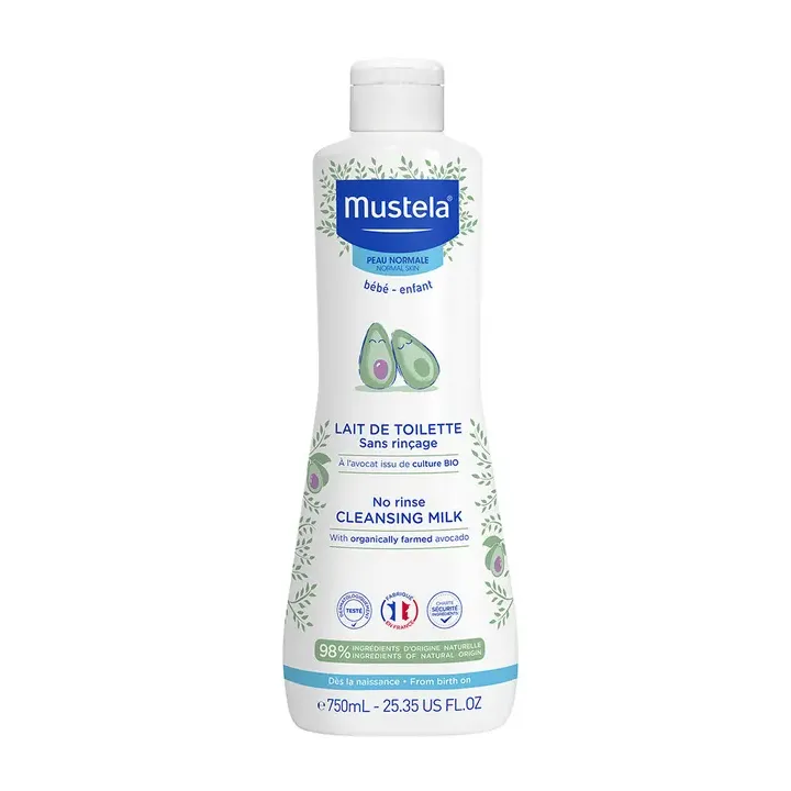 Lait de toilette sans rinçage peau normale bébé et enfant Mustela - flacon de 750ml