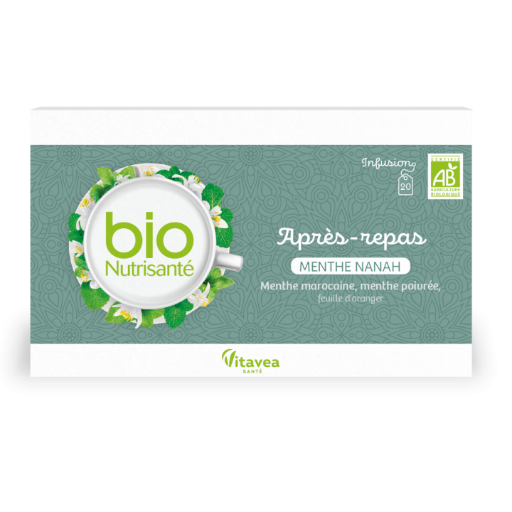 Infusion Menthe nanah après-repas bio Nutrisanté - boîte de 20 sachets