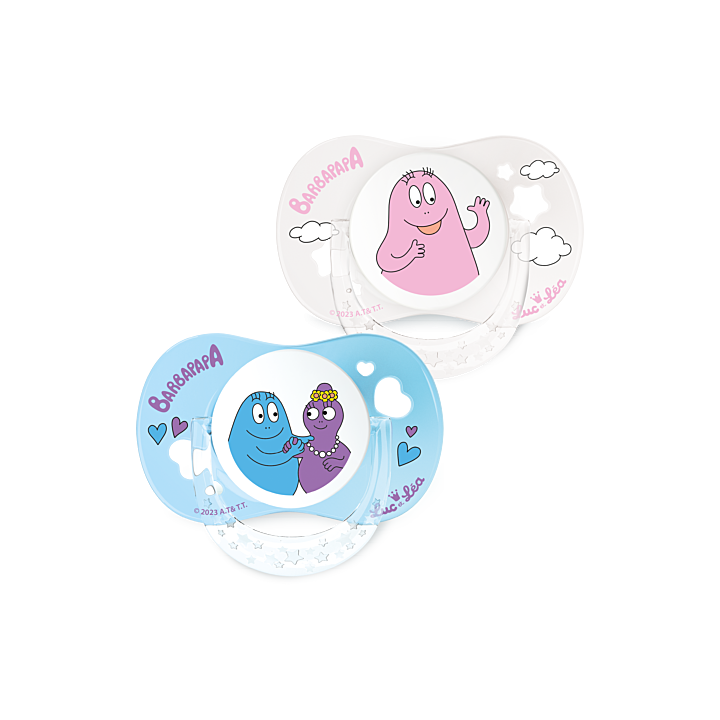 Edition limitée sucette Barbapapa +18 mois Luc et Léa - lot de 2 sucettes