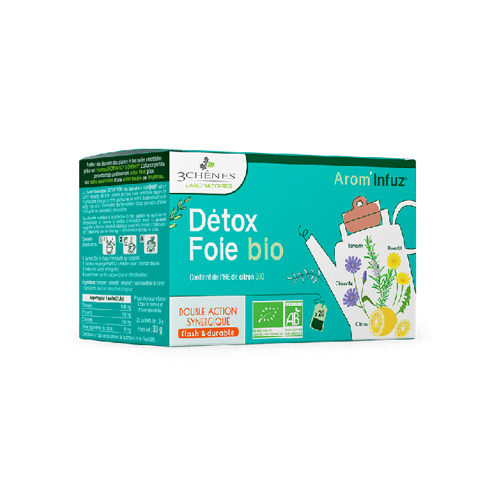 Arom’Infuz detox foie bio Les 3 Chênes - boîte de 20 sachets 