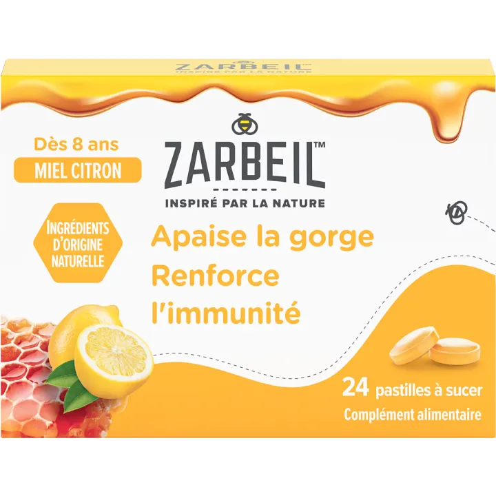 Pastilles gorge et immunité Miel citron Zarbeil - boîte de 24 pastilles