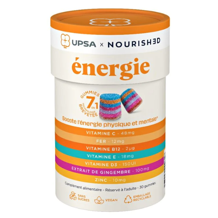Gummies énergie 7en1 Upsa x Nourished - boite de 30 gummies