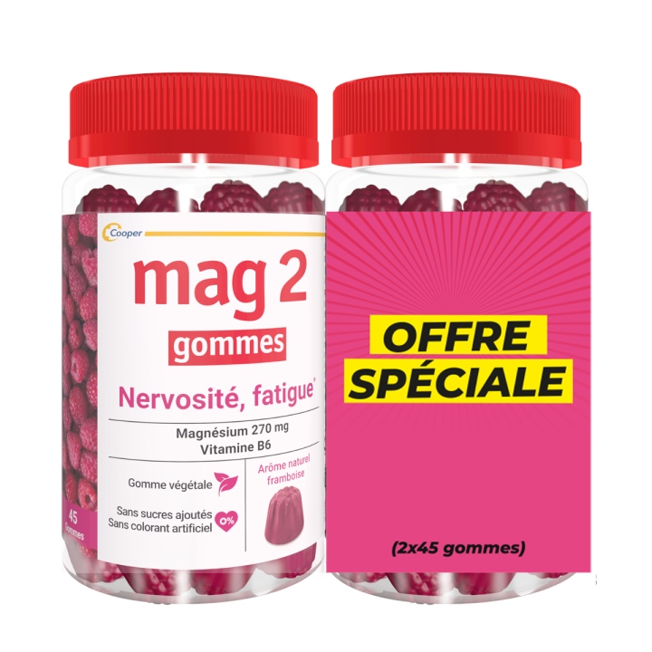 Mag 2 nervosité fatigue Cooper - lot de 2 pots de 45 gommes