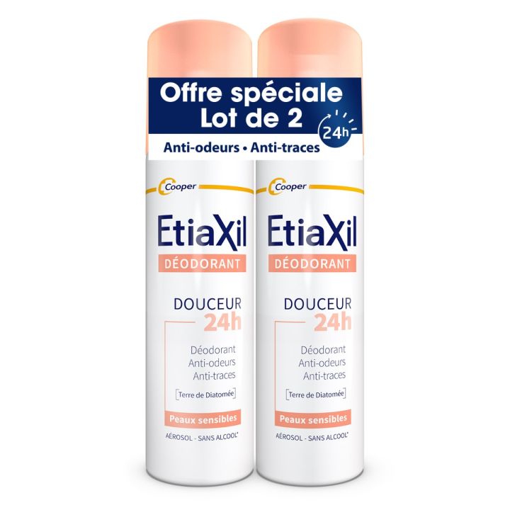Déodorant douceur sans aluminium Etiaxil - lot de 2 sprays de 150 ml