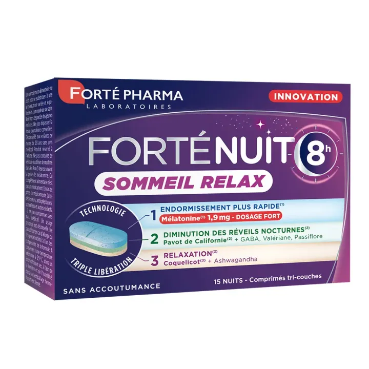 FortéNuit 8h sommeil relax FortéPharma - boîte de 15 comprimés