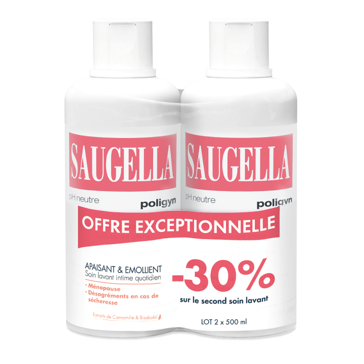 Poligyn nettoyant doux Saugella - 2 flacons de 500 ml