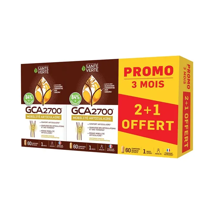 GCA 2700 mobilité articulaire Santé Verte - lot de 3 boites de 60 comprimés offre 2+1 mois offert