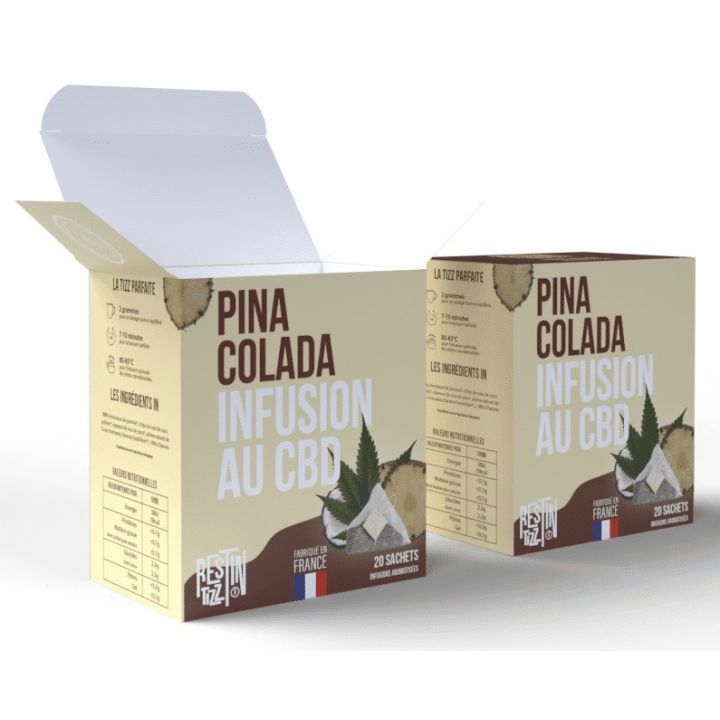 Infusion bio au CBD Pina colada Rest In Tizz - bo^te de 20 sachets