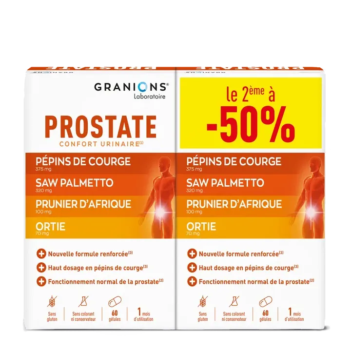 Prostate confort urinaire Granions - 2 boîtes de 60 gélules