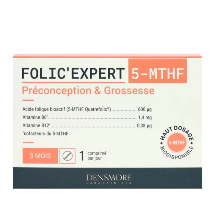 Folic'expert 5-MTHF préconception & grossesse Densmore - boîte de 90 comprimés 