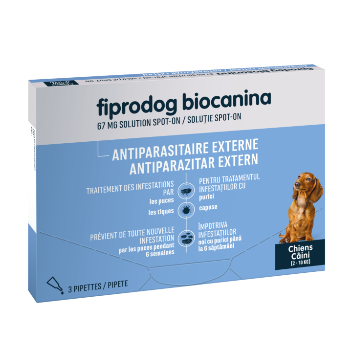 Biocanina Fiprodog Spot-on 67 mg petits chiens 2-10 kg - 3 pipettes