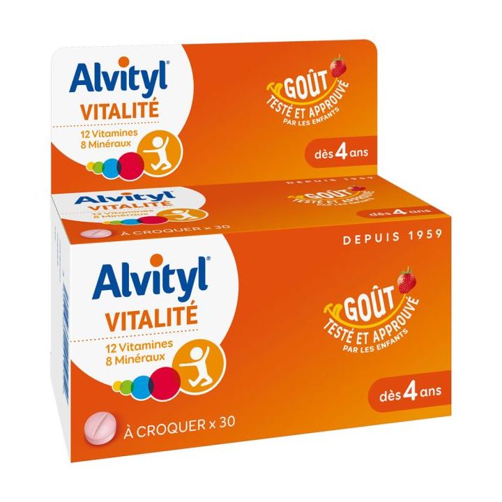 Alvityl vitalité à croquer goût fraise - boite de 30 comprimés
