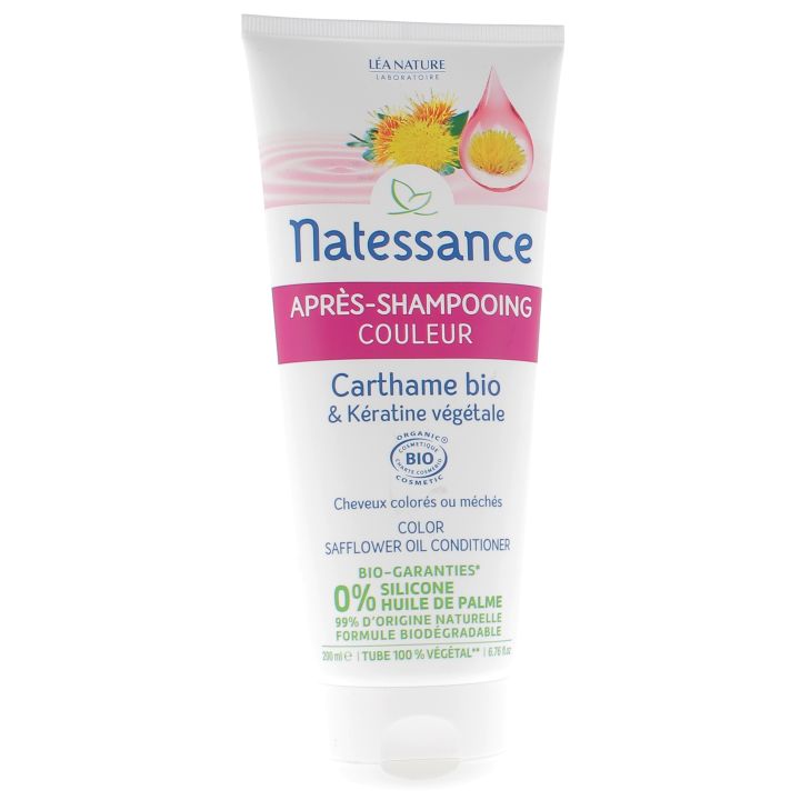 Après-shampooing Couleur bio carthame et kératine Natessance - tube de 200 ml