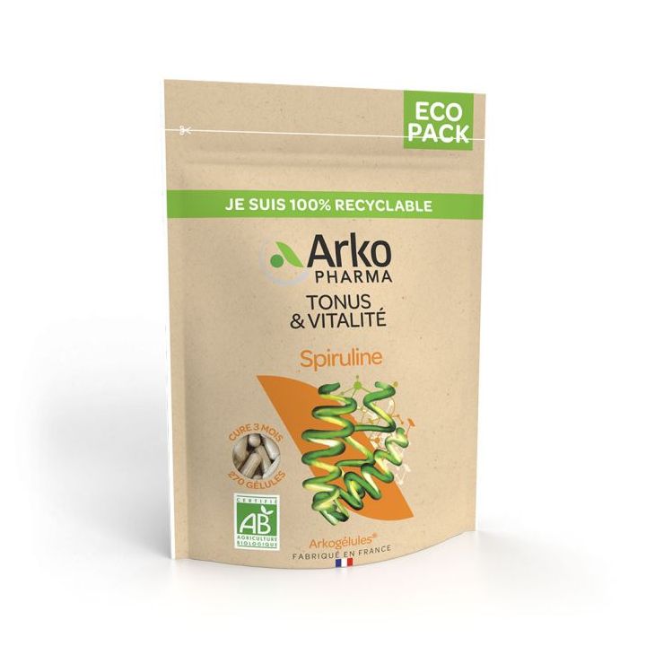 Arkogélules Spiruline bio tonus & vitalité Arkopharma - sachet de 270 gélules
