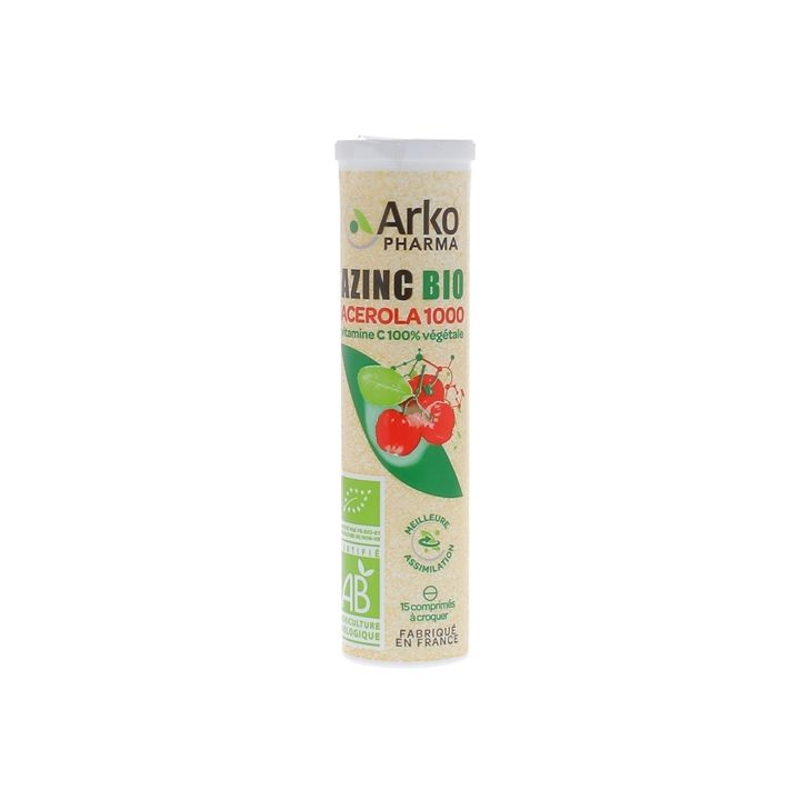 Azinc Acérola 1000 bio Arkopharma - tube de 15 comprimés à croquer