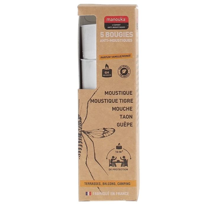 Bougie Anti-Moustiques Manouka - boîte de 5 bougies