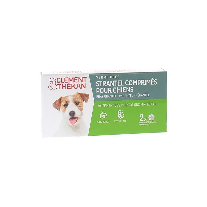 Strantel vermifuges comprimés pour chiens arôme porc Clément Thékan - boite de 2 comprimés sécables