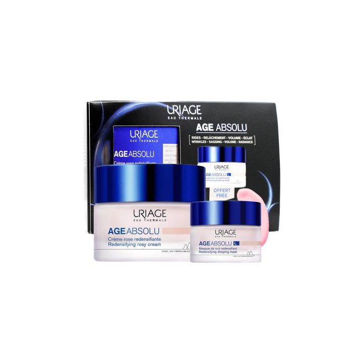 Coffret âge absolu crème rose redensifiante + masque nuit offert Uriage - pot de 50ml + 15ml offert