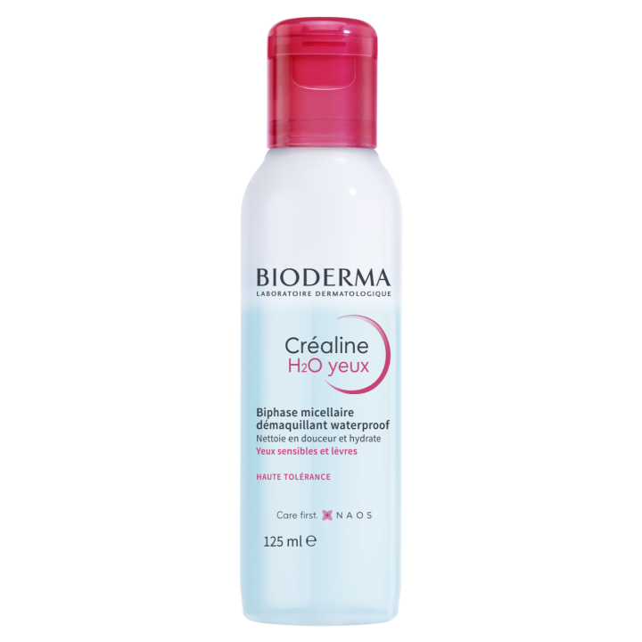 Créaline H2O yeux Biphase micellaire démaquillant waterproof Bioderma - flacon de 125 ml