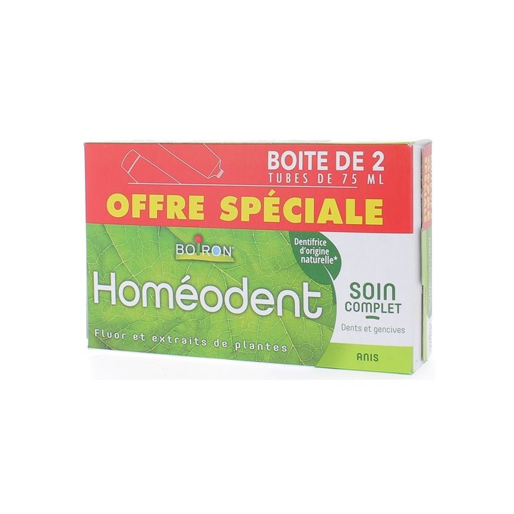 Dentifrice Homéodent soin complet dents et gencives goût anis Boiron - 2 tubes de 75 ml