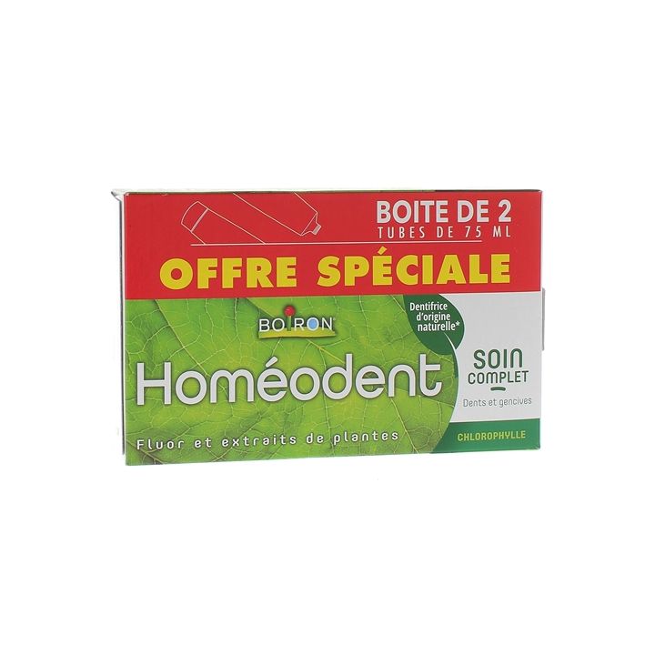 Dentifrice soin complet dents et gencives arôme chlorophylle Homéodent Boiron - lot de 2 x 75 ml