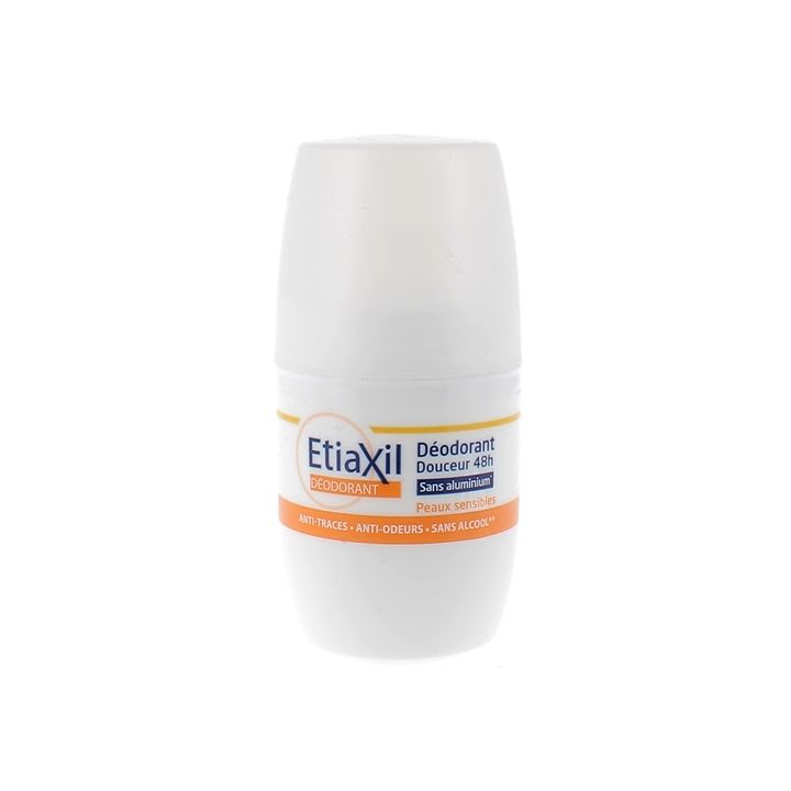 Déodorant douceur 48H sans aluminium Etiaxil - roll-on de 50 ml
