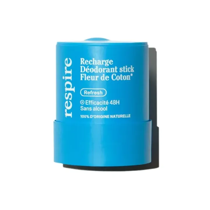 Déodorant solide efficace 48h Fleur de Coton bio Respire - recharge de 50g