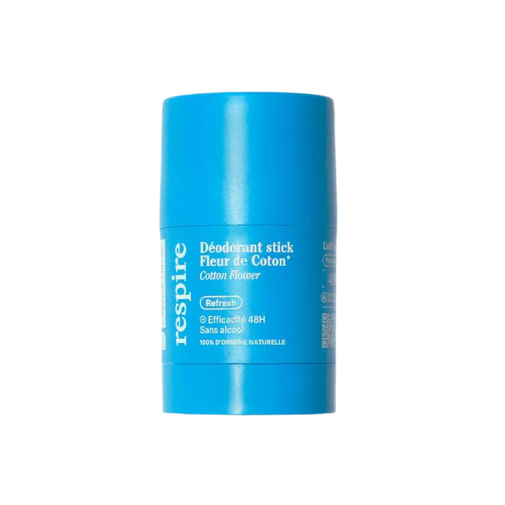 Déodorant solide efficace 48h Fleur de Coton bio Respire - stick de 50g