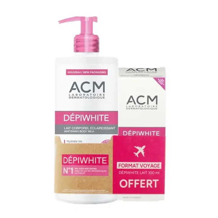 Dépiwhite Lait corporel éclaircissant ACM - flacon-pompe de 500 ml + tube de 100ml offert