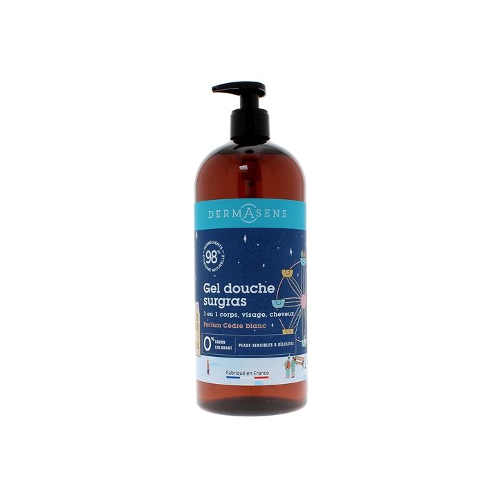 Dermasens gel douche surgras parfumé Cèdre blanc Marque Verte - flacon pompe de 1L