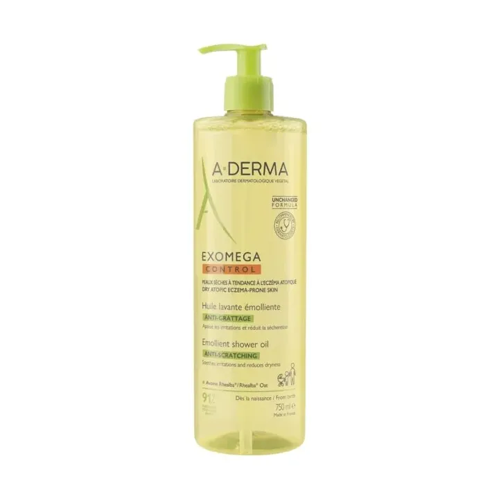 Exomega Control huile lavante émolliente A-derma - flacon-pompe de 750 ml