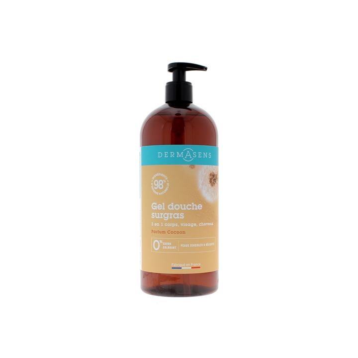 Gel douche surgras parfum cocoon Dermasens Marque Verte - flacon pompe de 1L