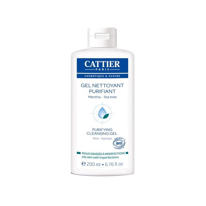 Gel nettoyant purifiant peaux grasses à imperfections bio Cattier - flacon de 200 ml