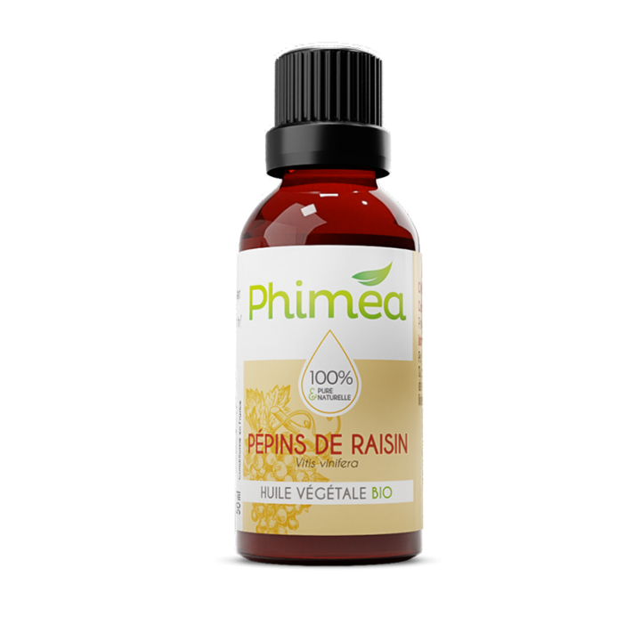 Huile végétale de pépins de raisin bio Phimea - flacon de 50 ml