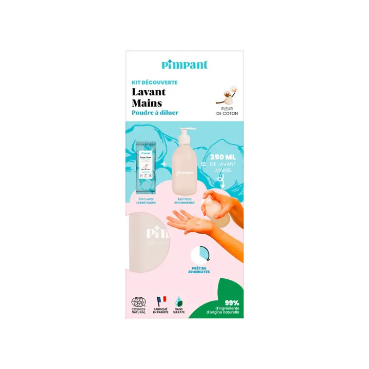 Kit découverte Gel lavant main parfum fleur de coton Pimpant - un kit