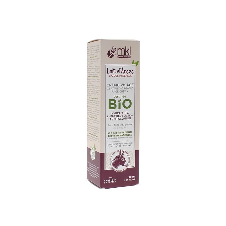 Lait d'Anêsse Bio du Gers Crème Visage MKL Green Nature - tube de 40 ml