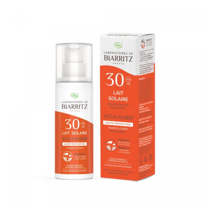 Lait solaire haute protection spf 30 Laboratoires de Biarritz - tube de 100 ml